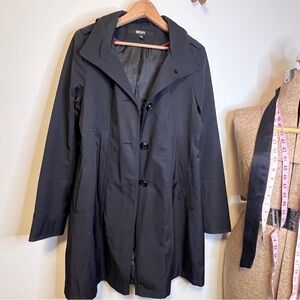 DKNY Women's Black Dressy Trench Coat w/ Hood & Pockets